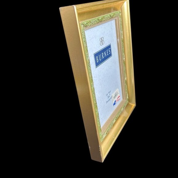 Vintage BURNES OF BOSTON Easel Picture Frame Ornate Gold Tone w Green Patina - Picture 3 of 8